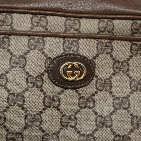 GUCCI GG Supreme Web Sherry Line Shoulder Bag PVC Beige Gold Auth sw1153 - Picture 13 of 16